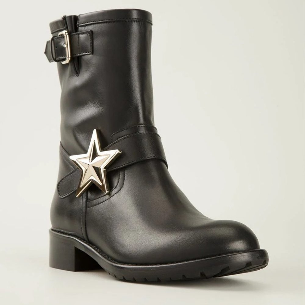 RED Valentino Star Biker Boots in Black